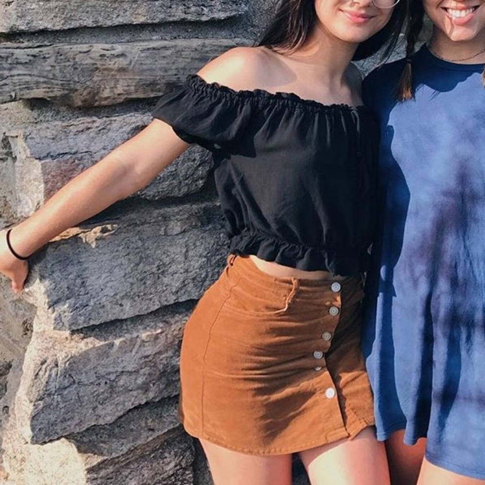 Brandy Melville Tan Button Up Mini Skirt